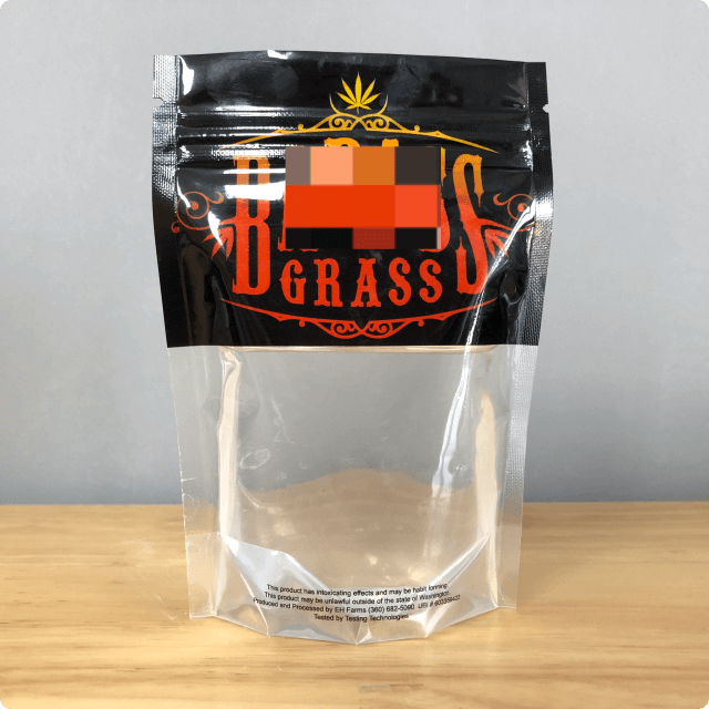 marijuna cannabis grass transparent stand up pouch
